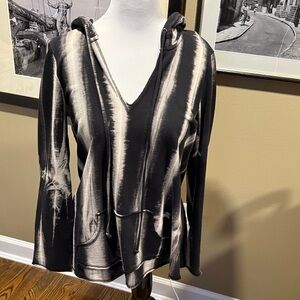 Mystree Black and Cream Tie-Dye Hoodie